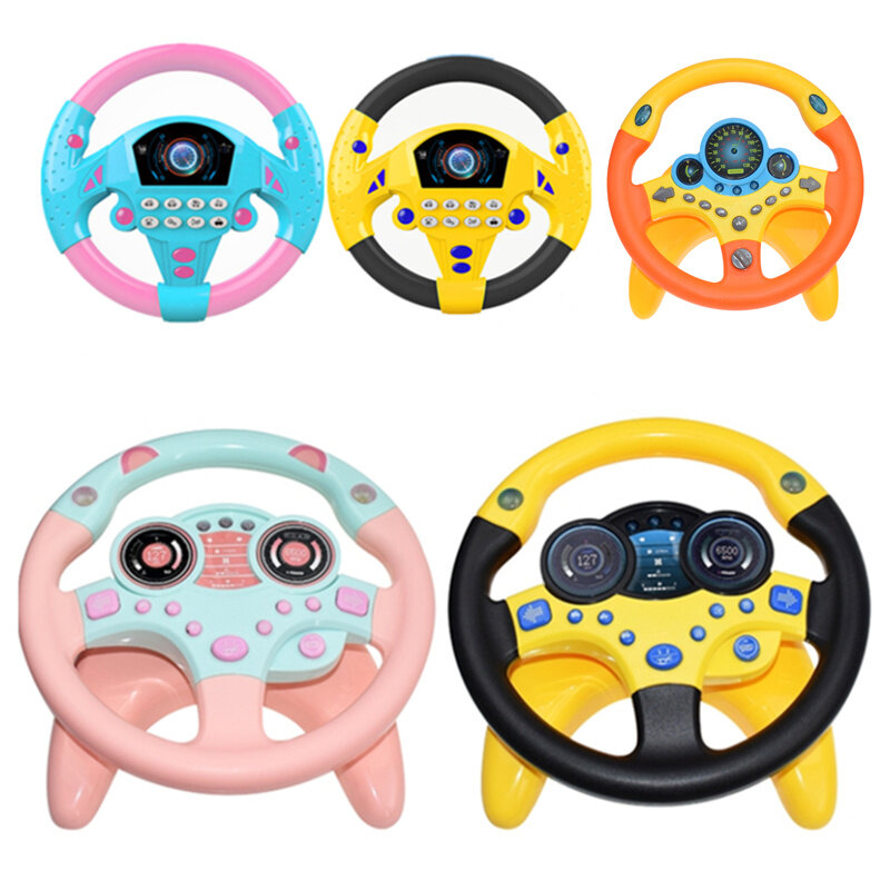 with Eletric Simulation Steering Wheel Toy Light Sound Baby Kids Musical Educational Copilot Stroller Steering Wheel Vocal Toys