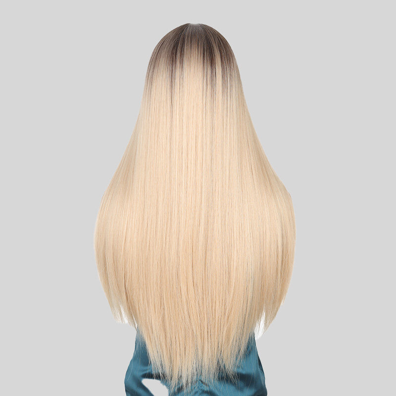 SNQP capelli lisci da 28 pollici con frangia nuova parrucca per capelli alla moda per le donne fibra ad alta temperatura resistente al calore per feste Cosplay quotidiane
