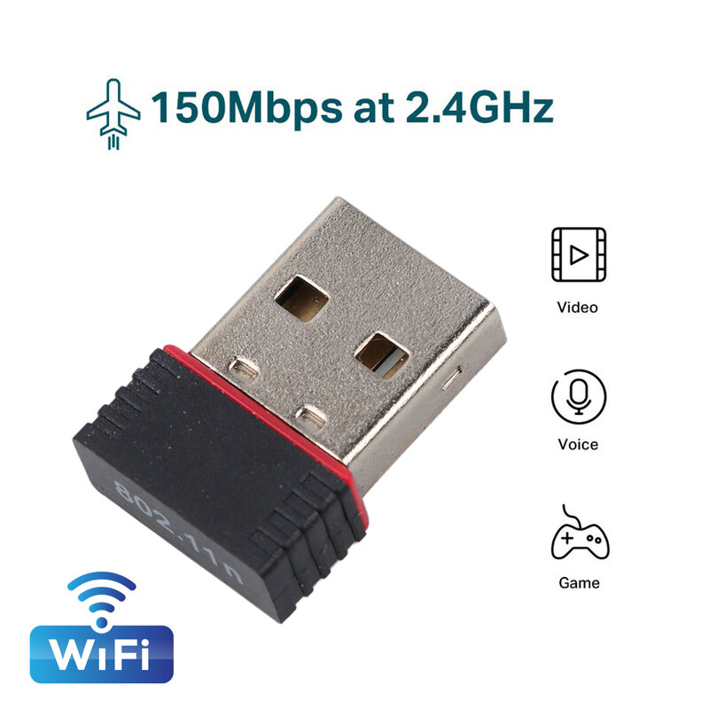 Mini carte réseau sans fil USB, adaptateur WiFi, Dongle, USB 2.0, 2.4G, 150Mbps, nAX, RTL8188, antenne interne pour ordinateur de bureau