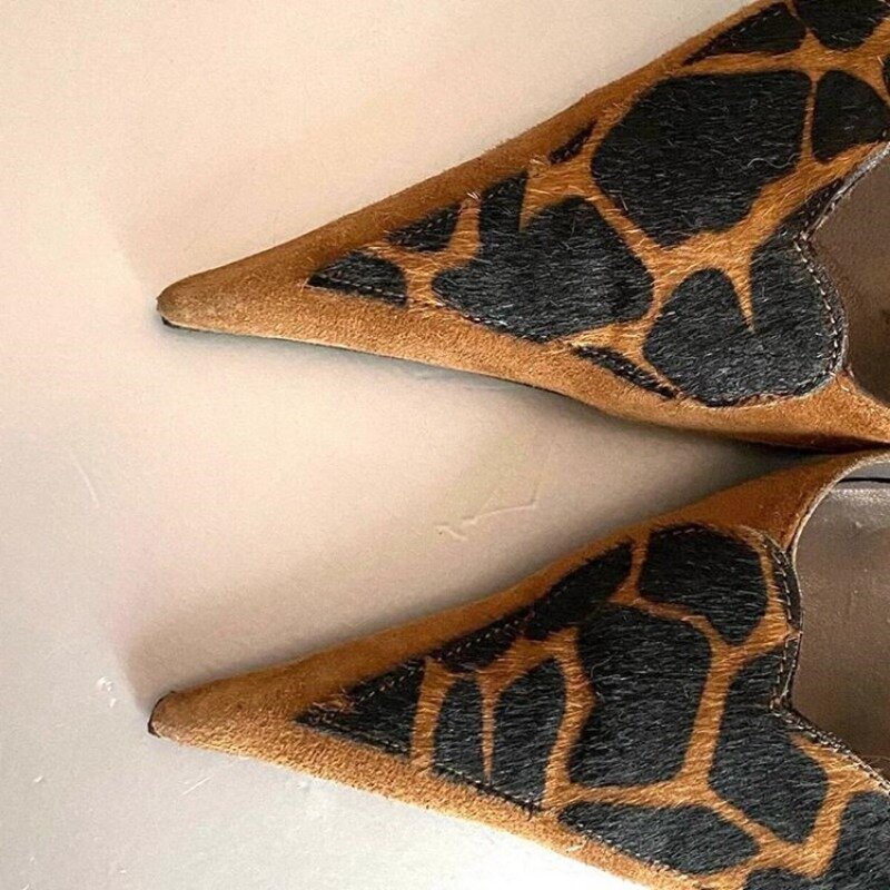 Talons aiguilles sexy à imprimé léopard pour femmes, chaussures de bureau à enfiler confortables, haute qualité, printemps, nouveau, 2024