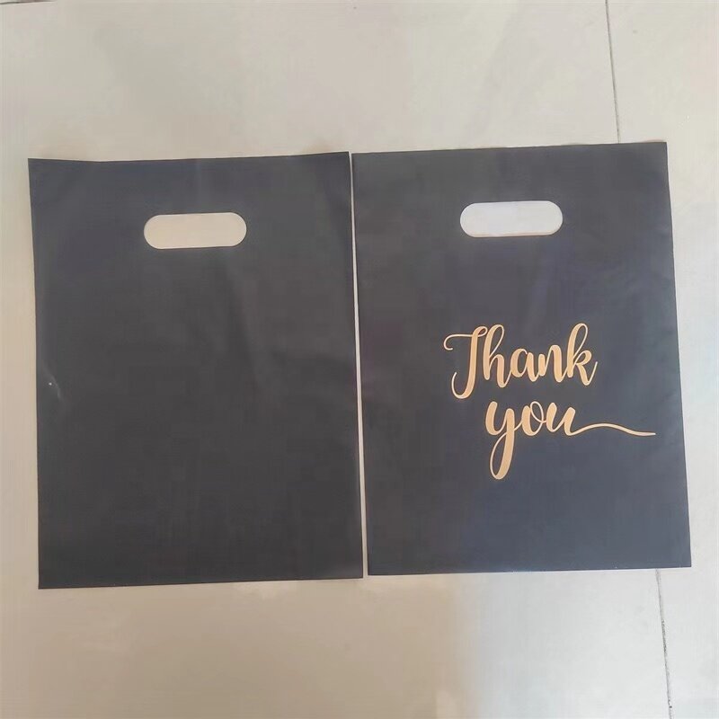 Индивидуальный продукт 、 Заводские Пластиковые пакеты Thank You многоразовые черные пакеты для покупок для упаковки одежды бизнеса