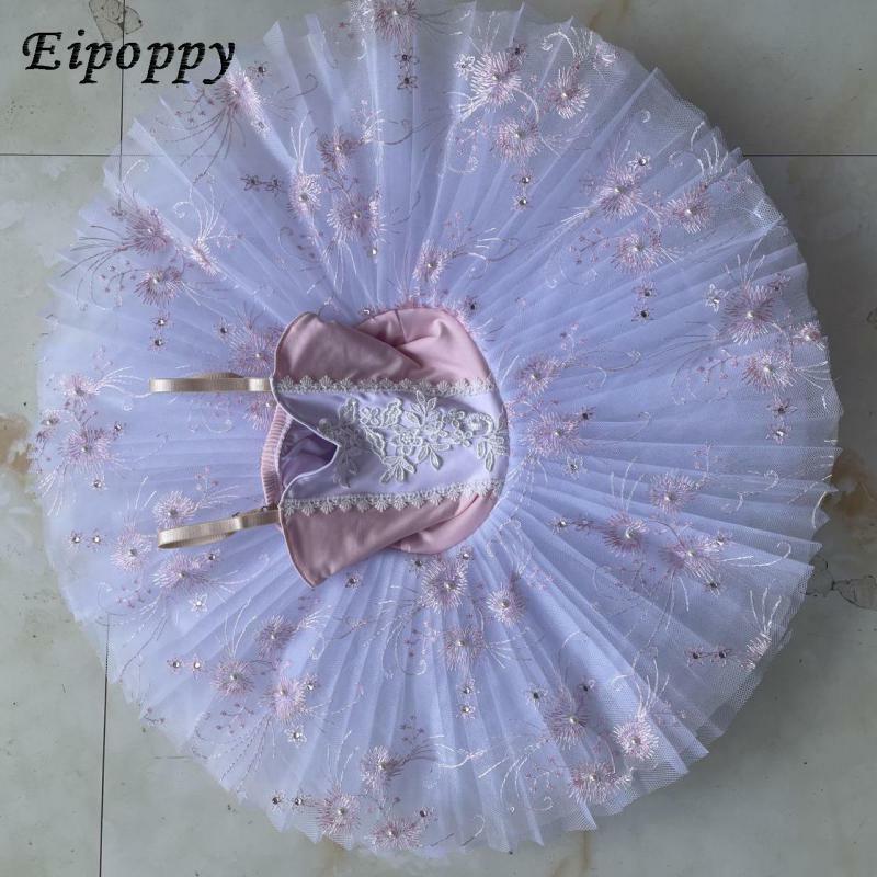 Faldas de Ballet profesionales para niños, tutú de panqueque, trajes de danza del vientre, vestido bordado de escenario de actuación, rosa, nuevo