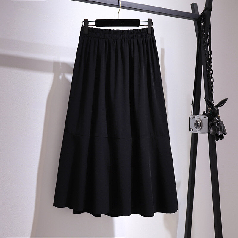Plus Size spódnica damska letnia luźna jednolity wysoki talia nieregularna spódnica o linii 156cm czarna 5XL 6XL 7XL 8XL 9XL 150Kg