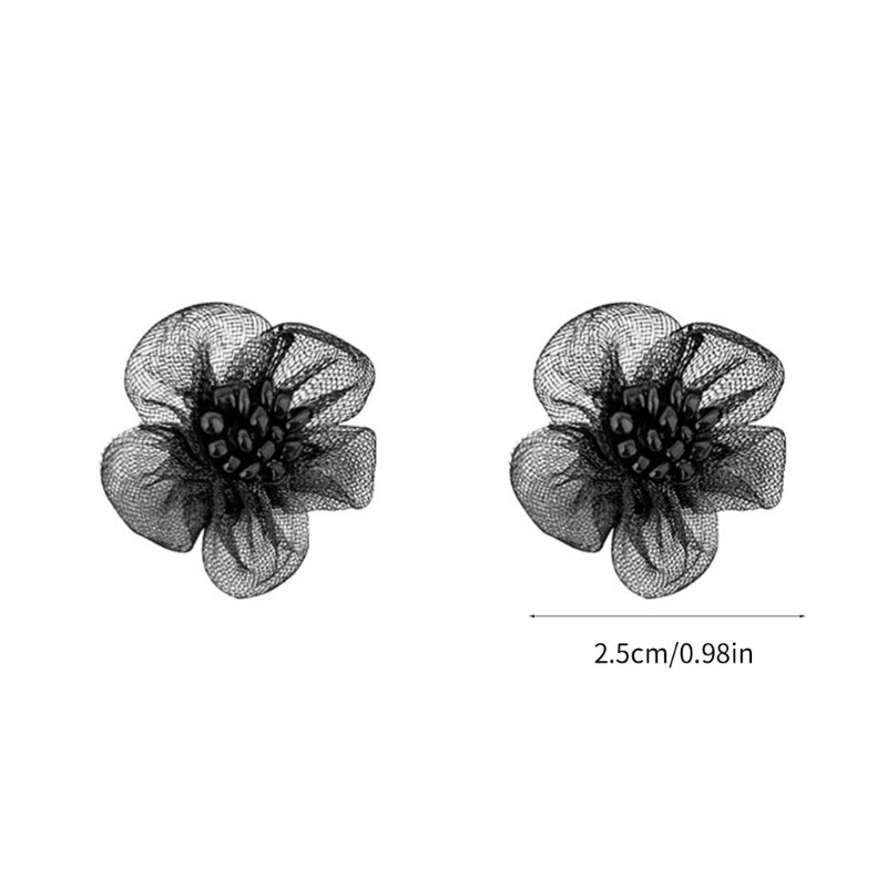 652F – pendentifs d'oreilles floraux faits à main, boucles d'oreilles en tissu, en forme Rose, ornement