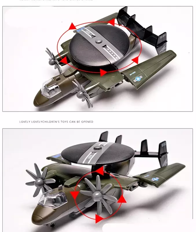 Jouet de modèle d'avion d'avertissement précoce MooR, hélice en alliage léger et sonore américain, simulation amusante, décorations d'avion, cadeau