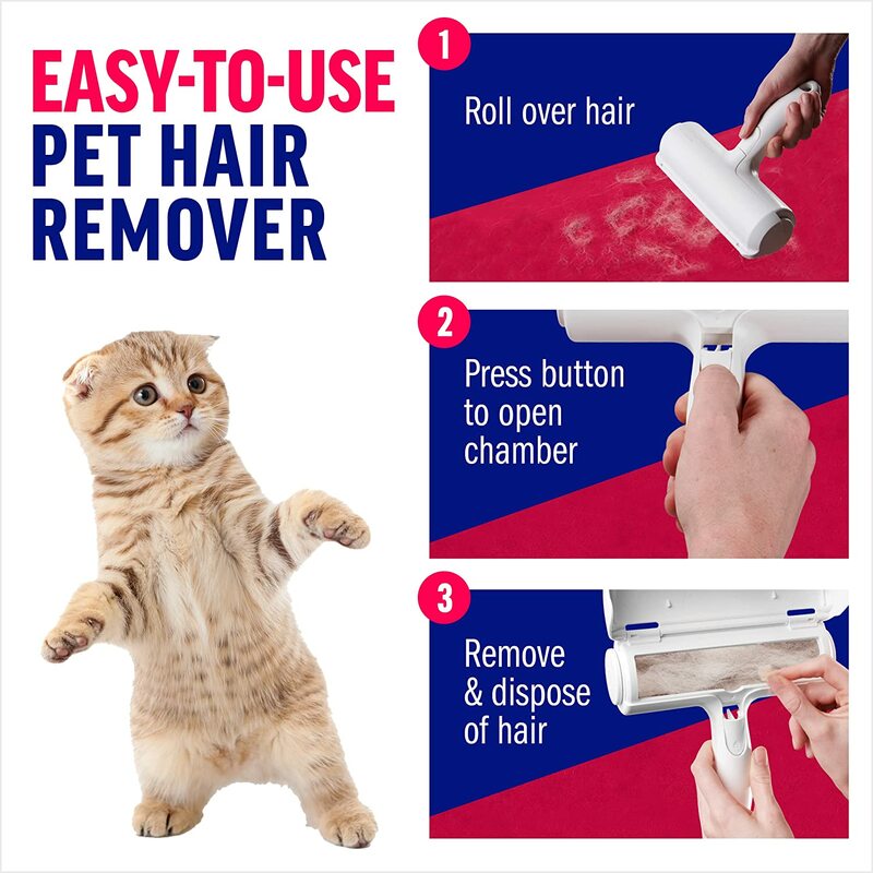 Rolo removedor de pêlos, removedor de peles de cães e gatos com base auto-limpante, eficiente ferramenta de remoção de pêlos, perfeito
