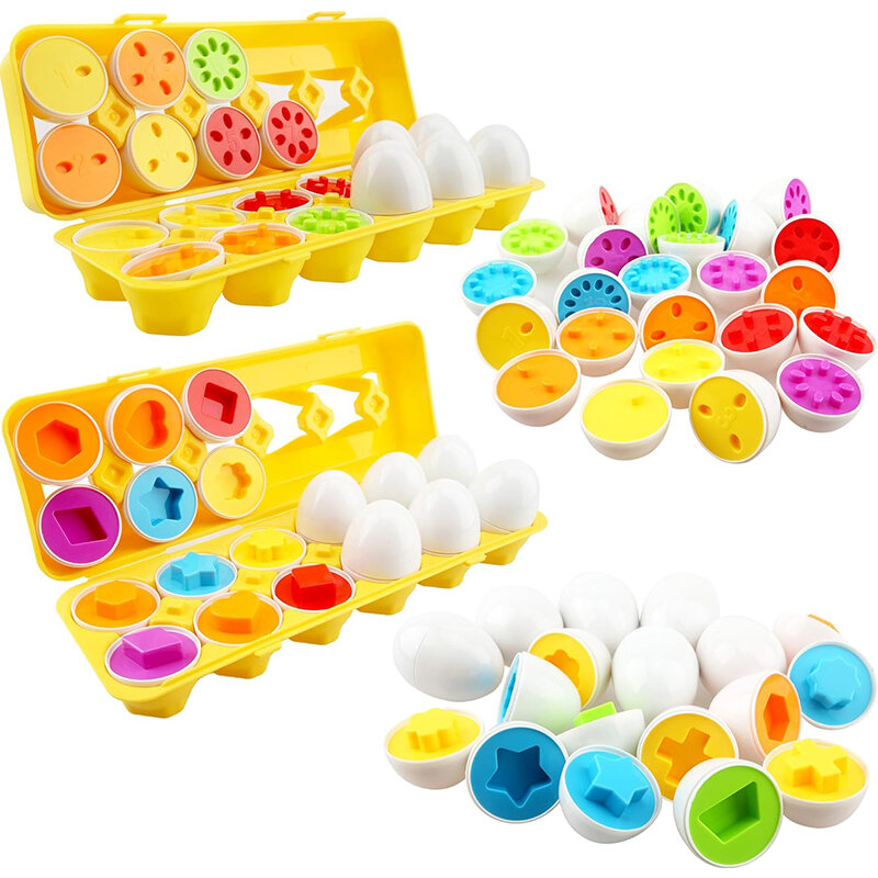 Montessori brinquedo educativo para crianças de 3, 4 e 5 anos, desenvolvimento, forma, quebra-cabeças, ovos, jogo sensorial