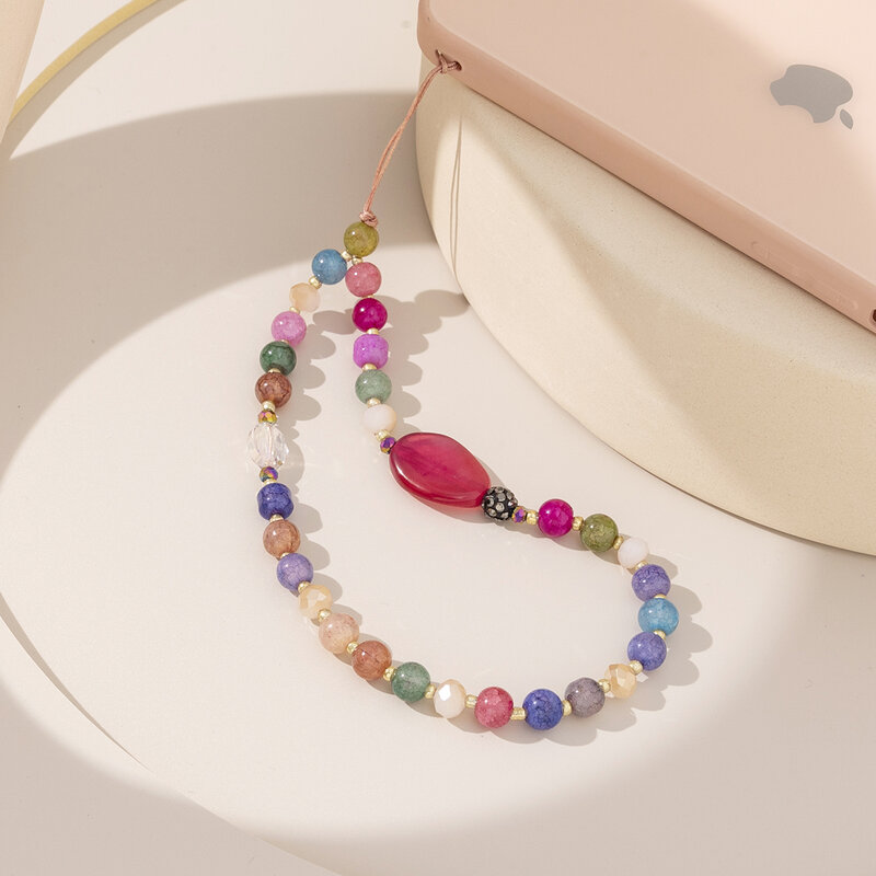 New Crystal Bead Short Phone Chain for Women Phone Lanyard Strap Friendship Jewelry Gift