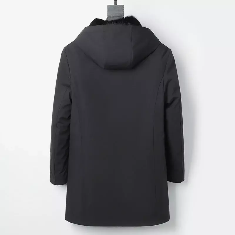 Tcyeek-abrigo de piel de visón para hombre, Parkas cálidas de longitud media con capucha, chaqueta de piel auténtica, ropa de invierno, Lq517