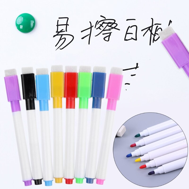 1 Set magnetischer Whiteboard-Stift, löschbarer Marker, Büro, Schulbedarf, 8 Farben