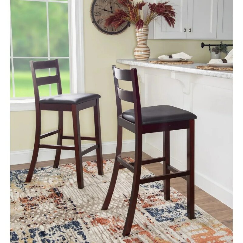Linon Triena Bar Stool, Dark Brown，30" Seat Height, Assembly Required, Durable, Beautifully Designed, and Stylish