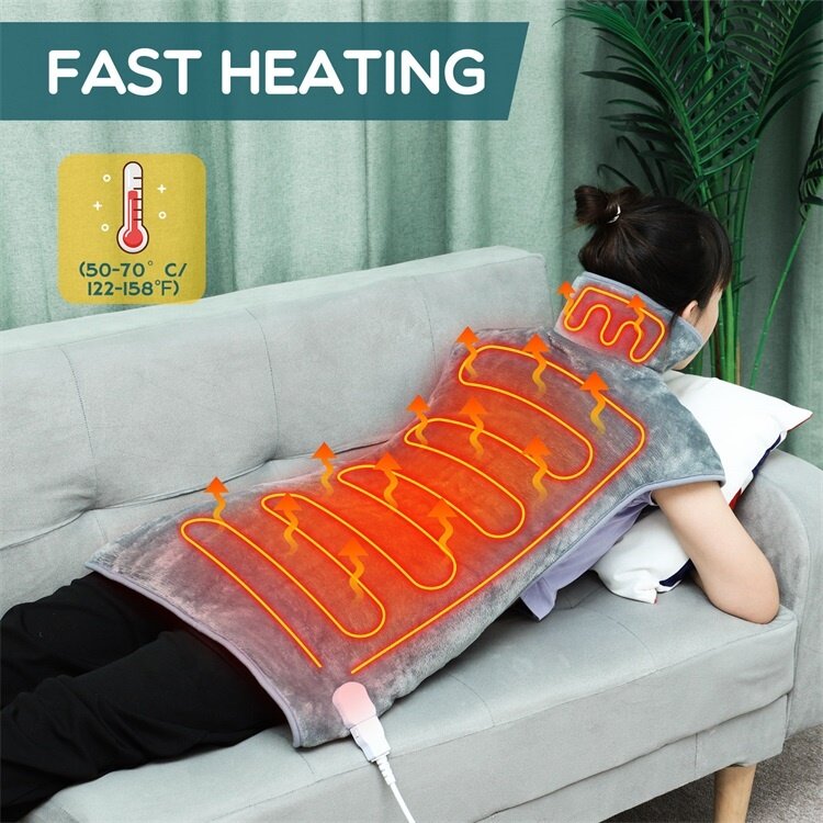 Masajeador de calefacción cervical para espalda, manta eléctrica de felpa, chal