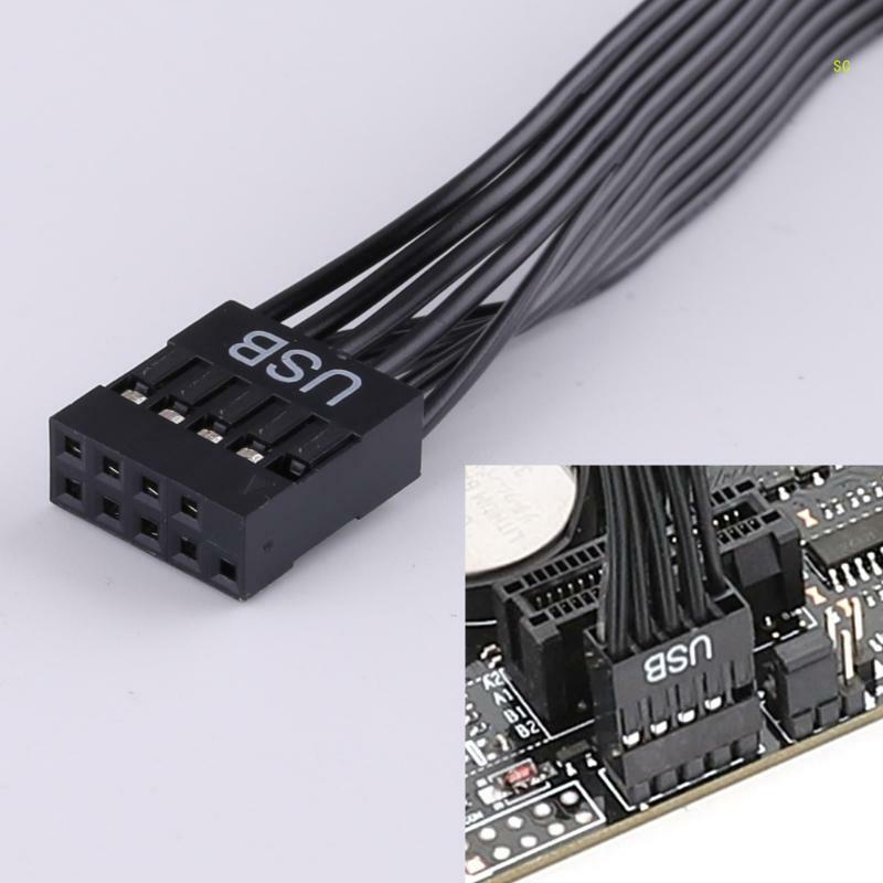 Kabel Ekstensi USB 2.0 9Pin Depan Motherboard Komputer untuk Desktop dan Mainboard Laptop (20Cm/30Cm/50Cm) Dropship