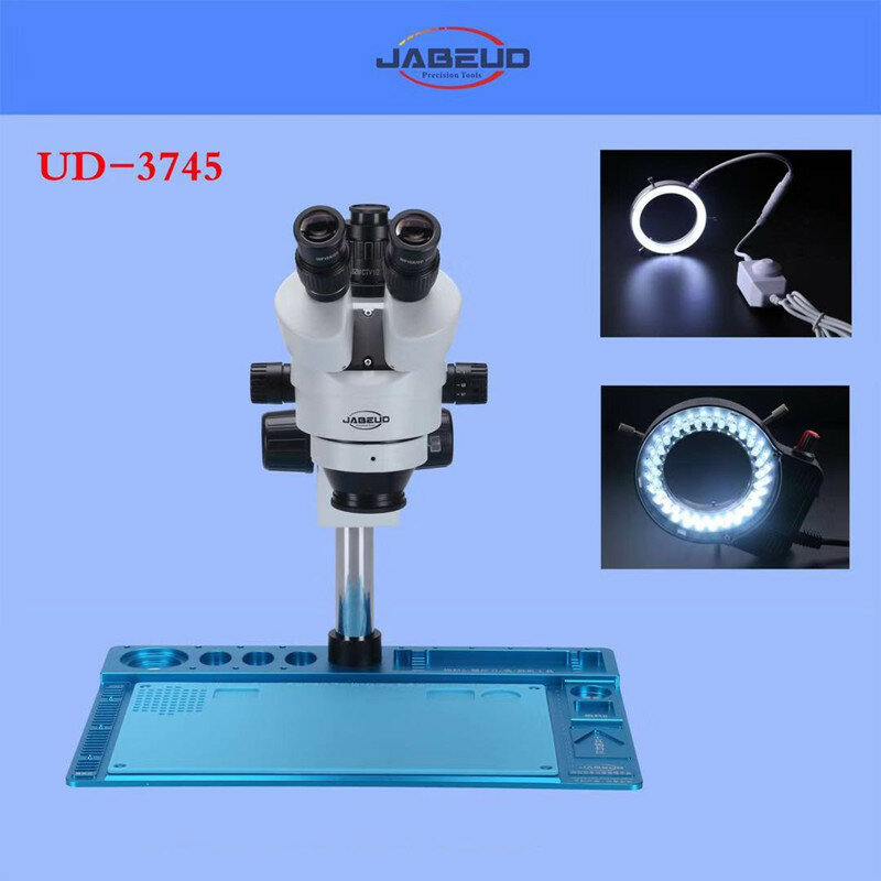 JABEUD UD-3745 Stereo Triocular HD Microscope for Mobile Phone Maintenance 7-45x Continuous Zoom Precision Repair Tools