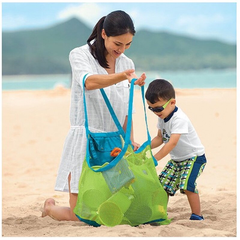 1Pcs Beach Bag Mesh Sand Indoor Outdoor Durable Portable Hand Bag Swimming Sport Toys Storage Collecting For Children Kids Bag