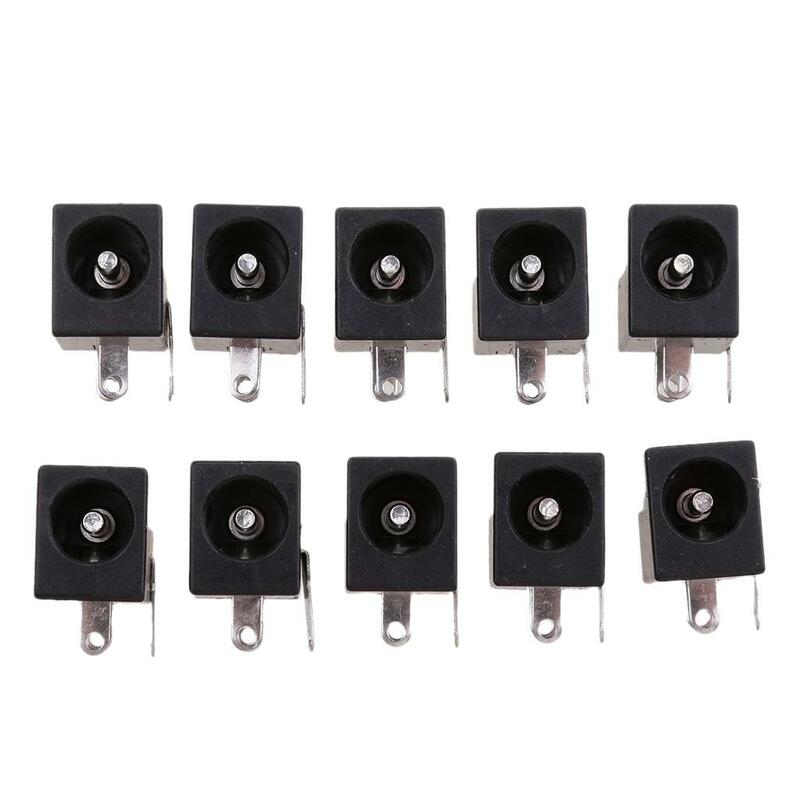 10Pcs PCB Mount 3 Pins 5.5 X 2.1 Female Connector Socket Power - Black
