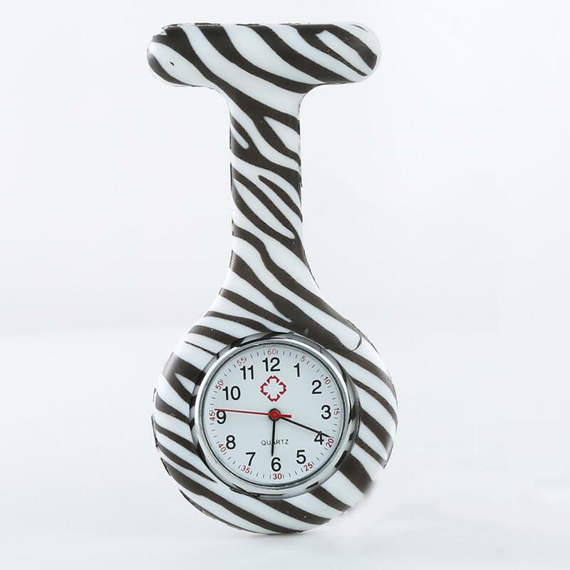 Reloj de enfermera con números de esfera redonda de silicona galvanizado, elegante reloj de enfermera con broche de silicona, Túnica, reloj Fob