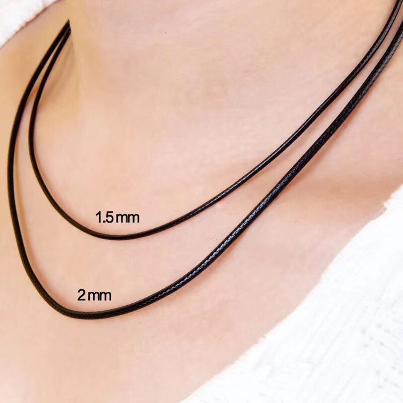Black Leather Chain Necklace for Diy Women Men Handmade Braid Rope Long Necklace 40/50/60/70CM Neck Pendant Chain Jewelry Gift