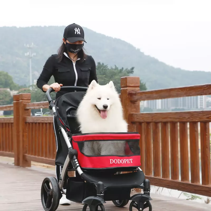 รถสกู๊ตเตอร์สำหรับสัตว์เลี้ยงพิการรถเข็นสุนัขยักษ์ภูมิทัศน์สูงแบบพับได้35กก. สำหรับเครื่องประดับสุนัขสัตว์เลี้ยงพิการ