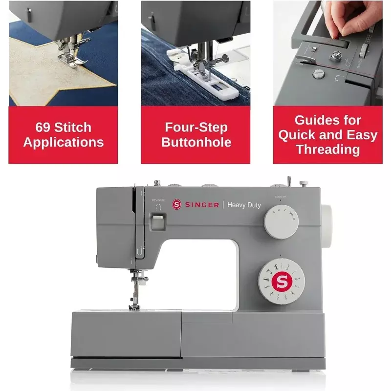 SINGER | 4411 Heavy Duty Sewing Machine With Accessory Kit & Foot Pedal - 69 Stitch Applications - Simple & Great For Be