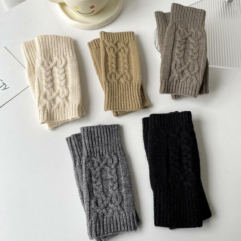 Ribbed Wrist Arm Warmers Knitted Fingerless Gloves for Women Color Winter Warm Knit Crochet Thumbhole Arm Warmers