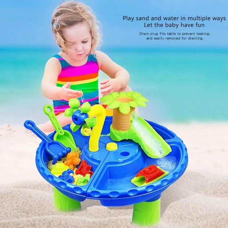 유아를 위한 휴대용 물과 모래 테이블 1-3 22 세트, 어린이 물 테이블 모래 테이블 뚜껑 해변 테이블 장난감 모래