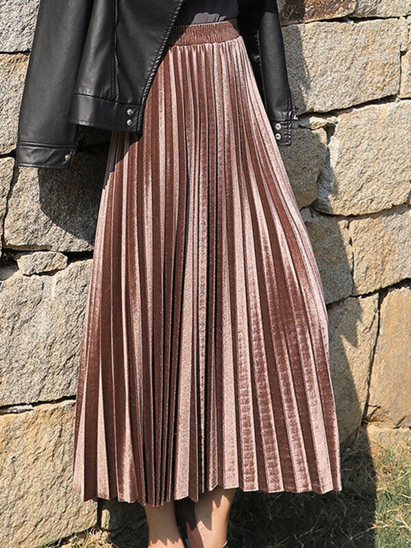Falda plisada de cintura alta elástica para Mujer, longitud media, línea A, larga, gótica, baile, Otoño e Invierno