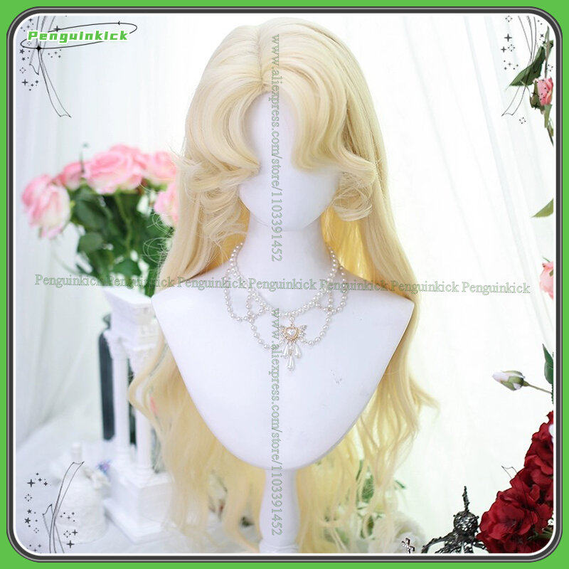 80cm Long Wavy Synthetic Wig Princess Lolita Party Chic Girls Heat Resistant Hair Blonde Golden Red Curly Middle Part Side Bangs