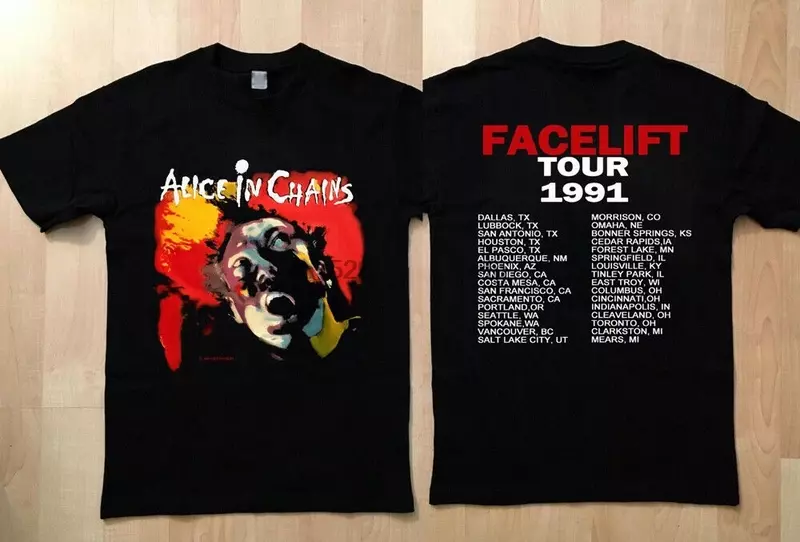 Alice In Kettingen Facelift 1991 Concert Tour Nieuwe T-Shirt Vintage Alle Maten