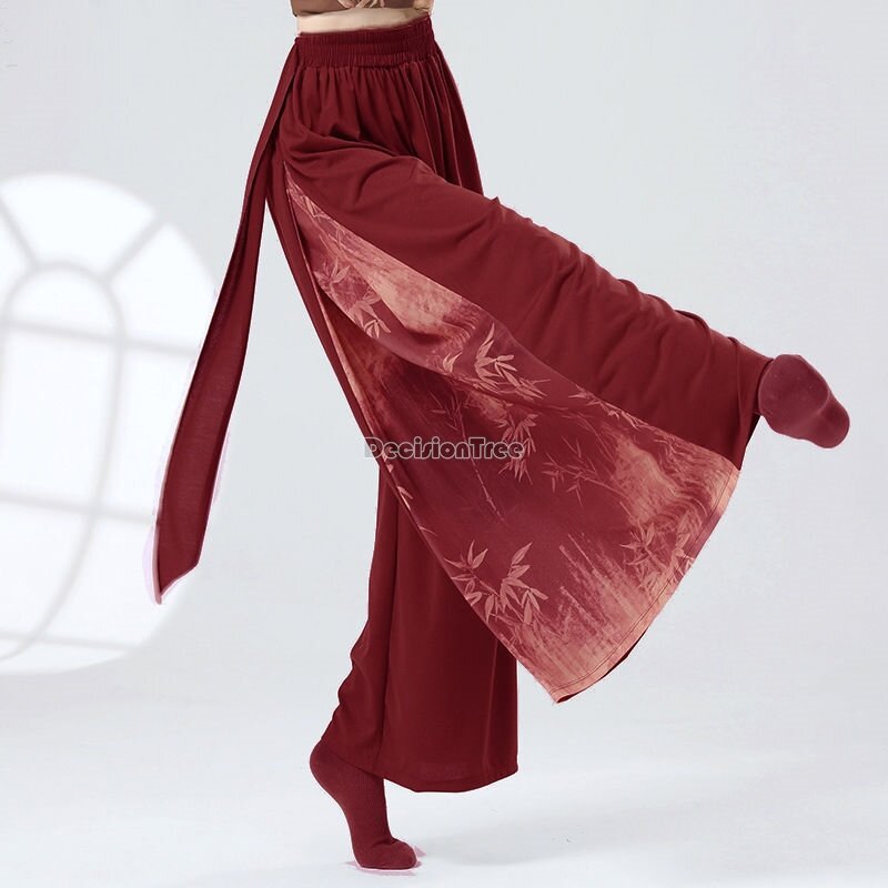 Celana panjang kasual motif tinta styke Tiongkok baru 2024 celana kasual tari modern dan klasik celana panjang tambal sulam rasa desain mode