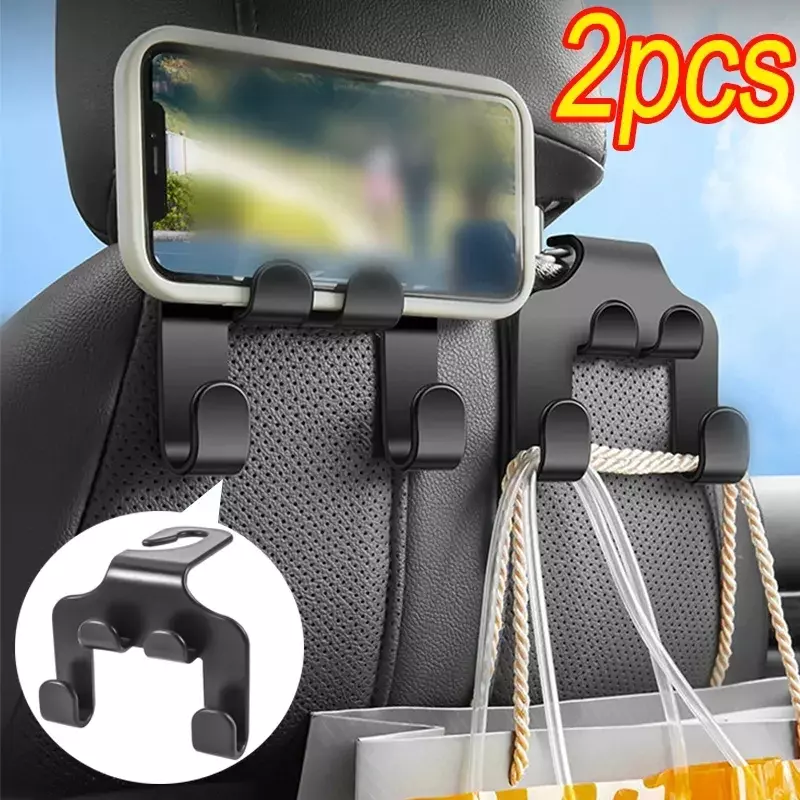 Multifuncional Car Seat Back Hook, Double-Head Cabide do telefone móvel, Encosto de cabeça pendurado, armazenamento de sacos, acessórios interiores do carro