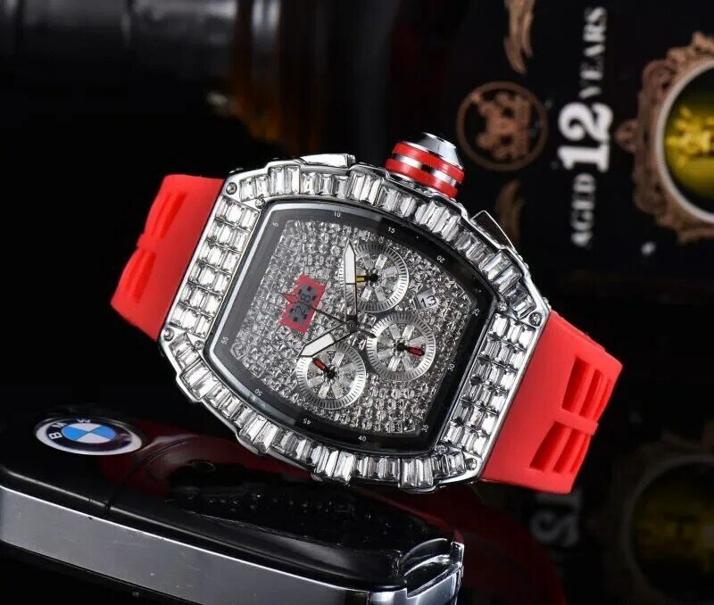 2024 Top Luxe Rm Automatische Sport 6-Pins Aaa Heren Horloge Mechanisch Grote Diamant Heren Quartz Horloge
