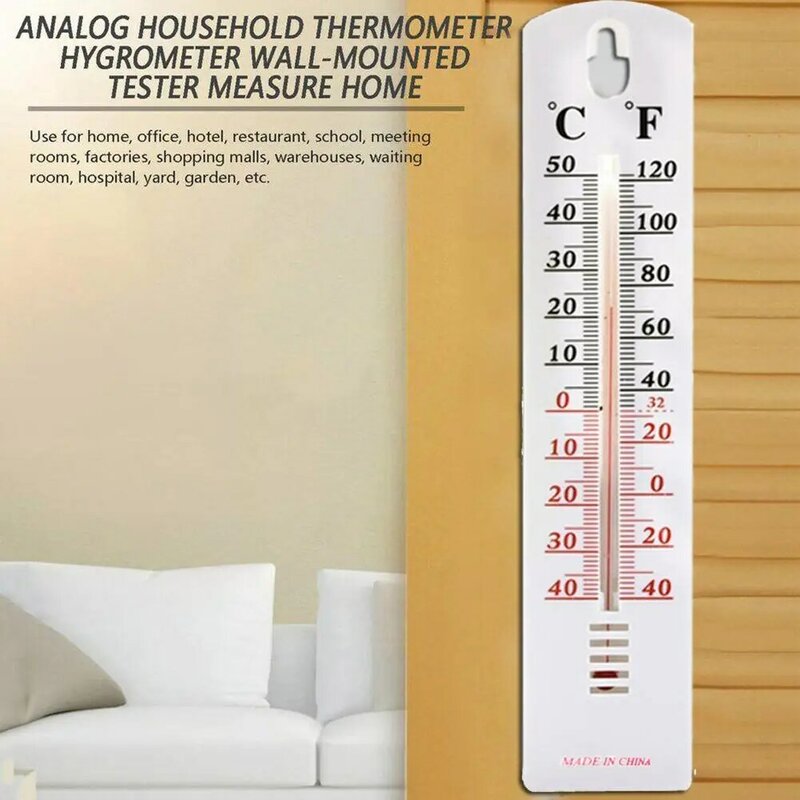 壁に取り付けられた温室温度計、ダブルスケール、垂直温度測定ツール、家庭、庭、オフィス