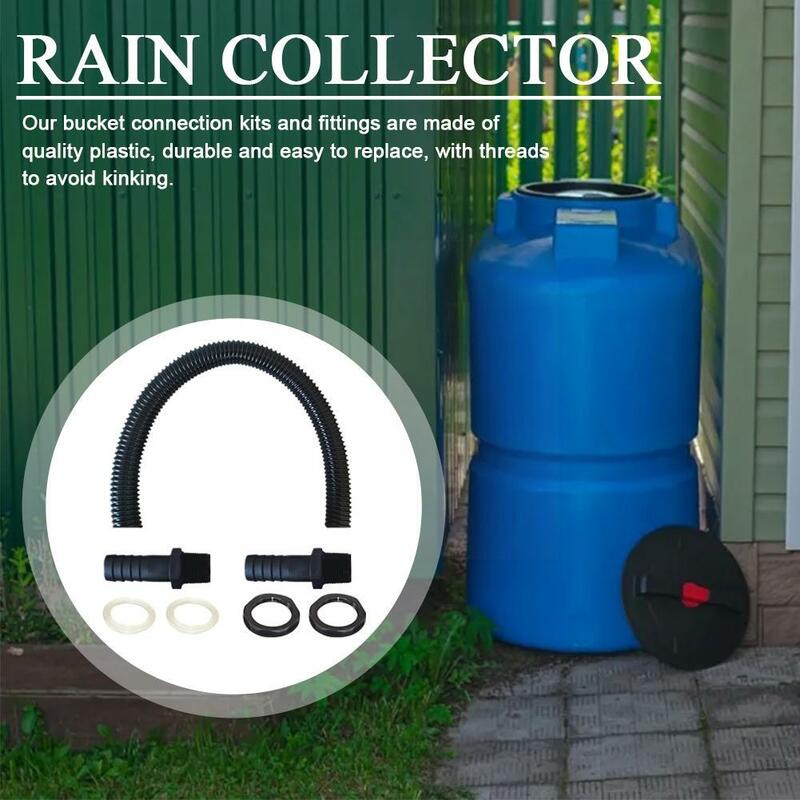 1pcs Bucket Connection Hose With 2 Hose Nozzles Rainwater Connection Garden Rain Collector Docking Kit Hose O1S6