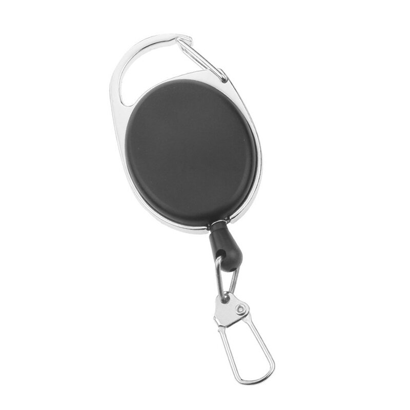 Mousqueton rétractable RapDuty avec clip porte-clés, badge Tinker, Végétde fil côtelé, noir, 60cm, 4 pièces