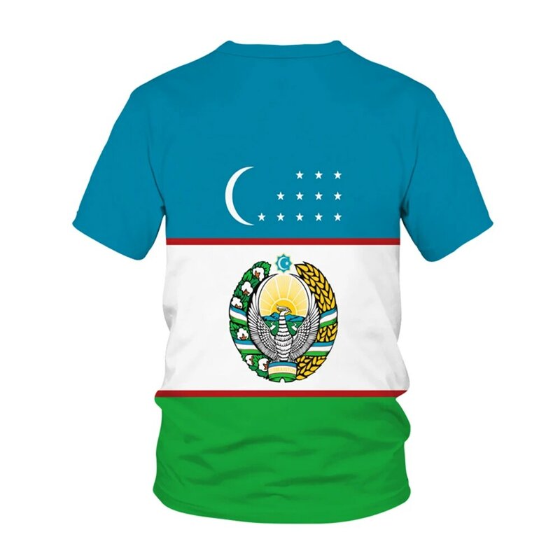 Modello bandiera nazionale dell'uzbekistan stesso stile t-Shirt per uomo Hot New Summer t-Shirt a maniche corte da donna Top Shirt 3D per bambini