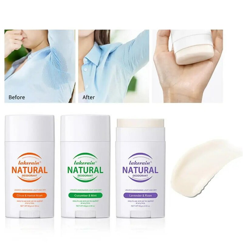 Crema para eliminar el olor de las axilas y el cuerpo, desodorante seguro para la piel, absorbe el cuidado de las axilas, 85g, J9P7