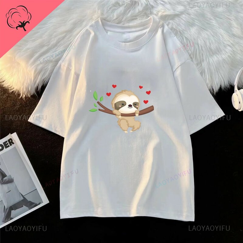 Funny cartoon little monkey print short sleeve T-shirt casual daily top pure cotton round neck men's and women's clothing