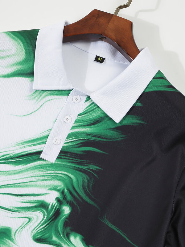 VQWQK Men's short-sleeved polo shirt, printed clothing, fashionable casual top, summer streetwear, new ink