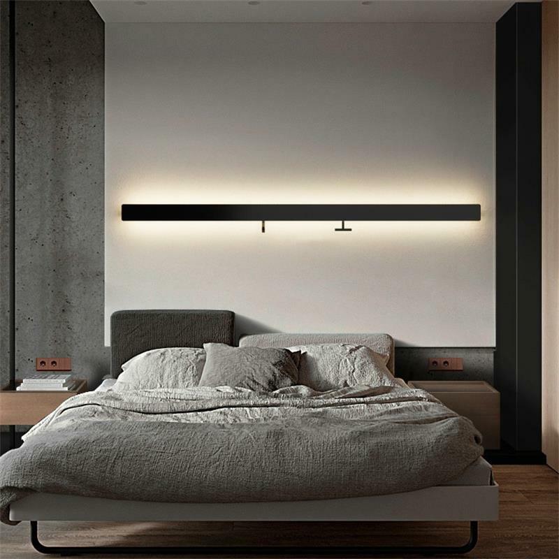 Minimalistyczne lampy ścienne LED z długim paskiem Luksusowe do sypialni Sofa Gospodarstwo domowe Obok przechowywania Przejście Tło Domowe atmosferyczne nabłyszczania