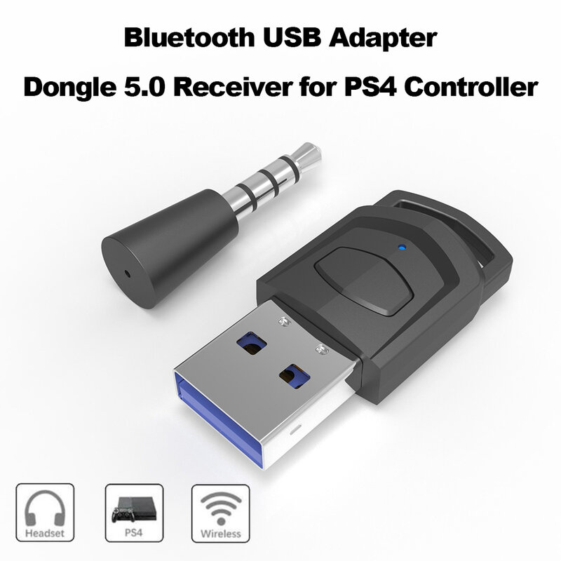 Adaptor USB pemancar Bluetooth, Dongle Headphone penerima headset PS4 Playstation Bluetooth 5.0