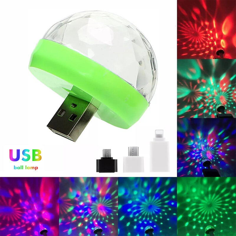 USB المرحلة أضواء مصباح جو صغير LED المرحلة DJ ديسكو الكرة مصباح داخلي المنزل الطرف USB إلى أبل أندرويد الهاتف ديسكو ضوء