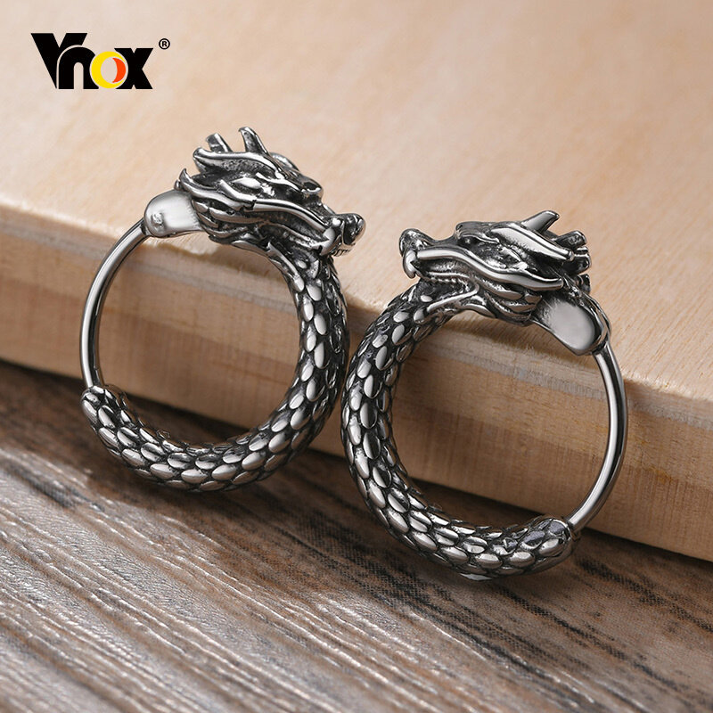 Серьги-кольца Vnox Huggie мужские, винтажные, из нержавеющей стали