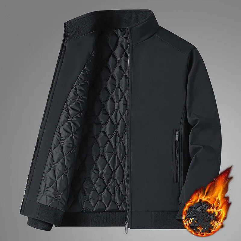 Winter Fleece Thick Jacket Men Warm Grey Windbreaker Fur Collar Coat Plus Size High Quality Brand Fashion Lamb Wool Parka
