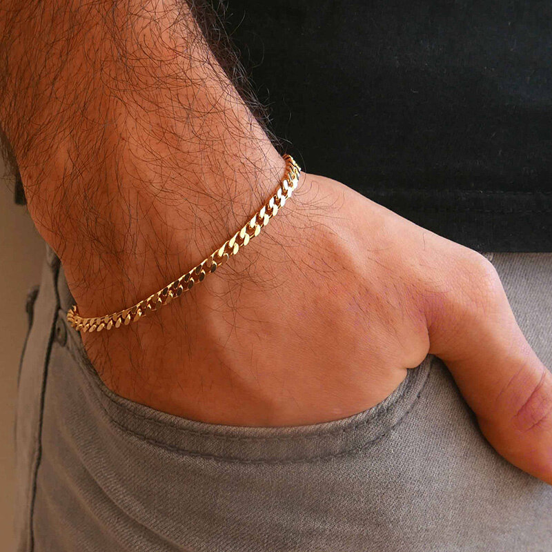 Vnox 3-11mm Chunky Miami łańcuszek bransoletka dla mężczyzn, stal nierdzewna kubański Link Chain nadgarstek klasyczny Punk ciężki biżuteria męska
