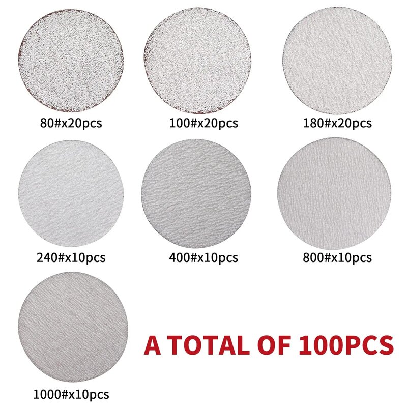 3-Zoll-Premium-Schleifpapier 100 Stück sortiert 80/100/180/240/400/800/1000 Schleifpapier für die Holz bearbeitung