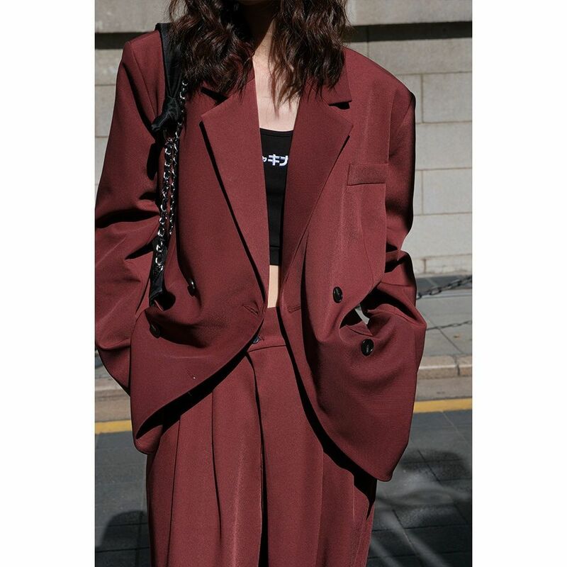 여성용 소형 세트 재킷, 용수철 한국 스타일, 넓은 다리 긴 팬텀 팬츠, 세트 투피스 세트, 2-A2, 2023 신상