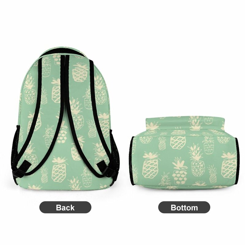 Zaino per zainetto con stampa ananas verde per borsa da scuola per ragazze per zaino da viaggio per bambini borsa a tracolla multiuso