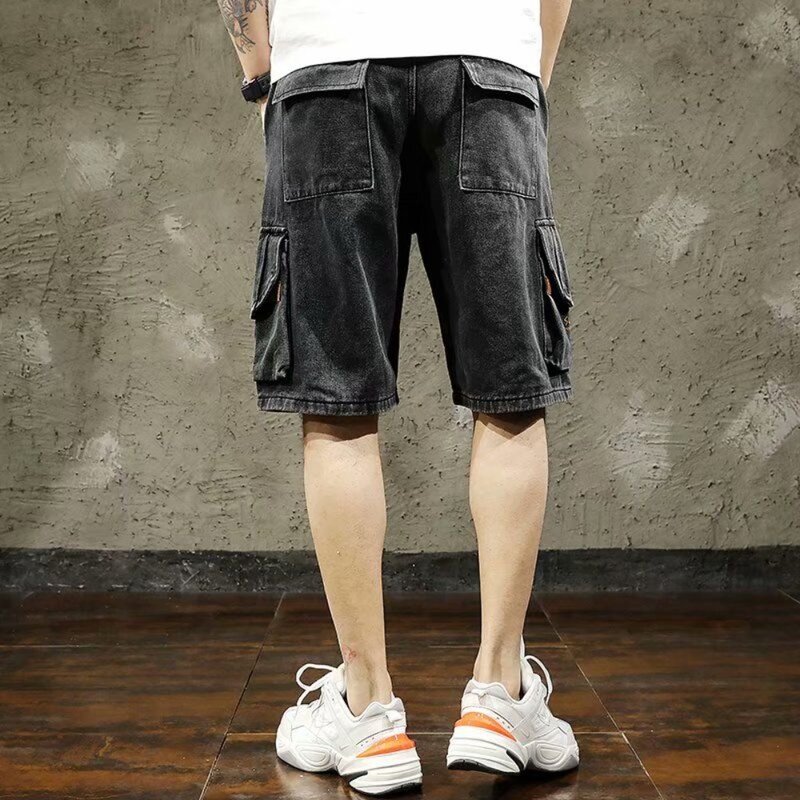 Pantalones cortos informales de gran tamaño para hombre, jeans bordados, Hip Hop, StreetwearY2K