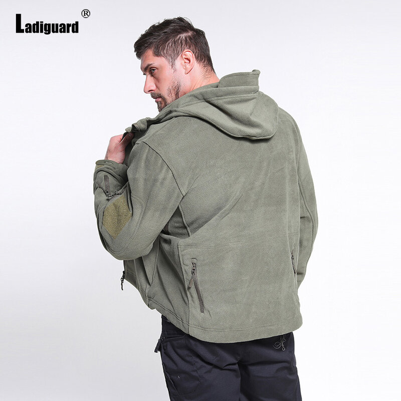 Ladguard-chaqueta con capucha para hombre, con bolsillo abrigo de lana, de algodón, a la moda, para exteriores, talla grande 4xl, para invierno, 2024